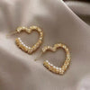 S925 Silver Needle Fashion Love Pearl Delicate C-shaped Earrings
