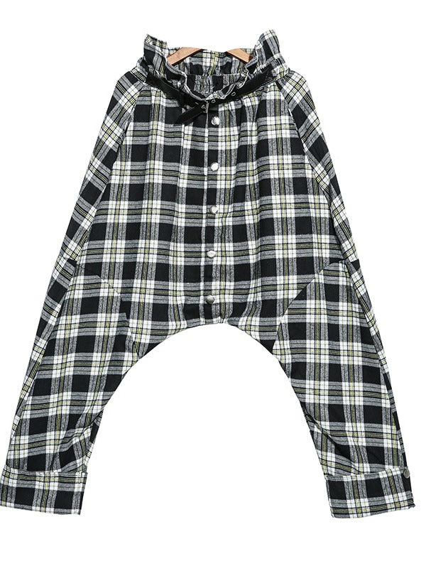 Loose Empire Plaid Splicing Casual Harem Pants