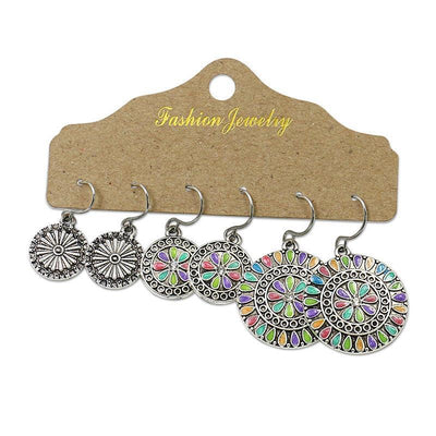 Vintage ethnic openwork fringed bead earrings