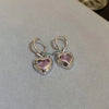Girls pink love diamond pendant earrings