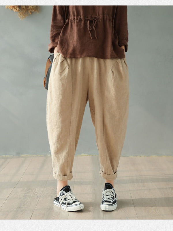 Vintage Solid Loose Splicing Harem Pants