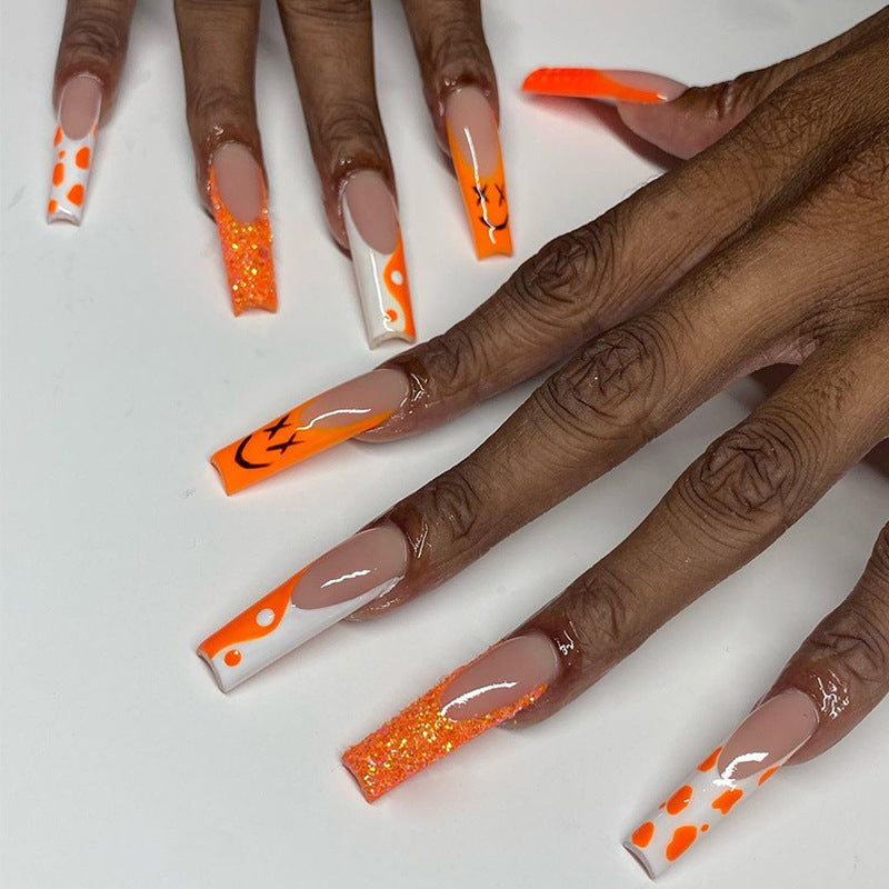 Orange yin and yang PRESS ON NAILS