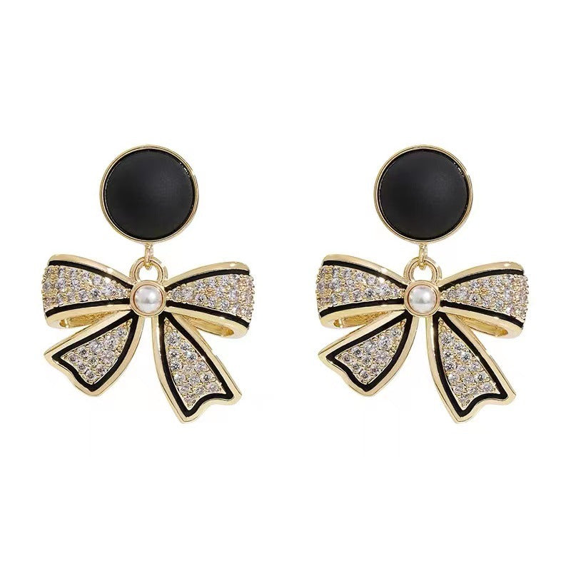 Black bow earrings