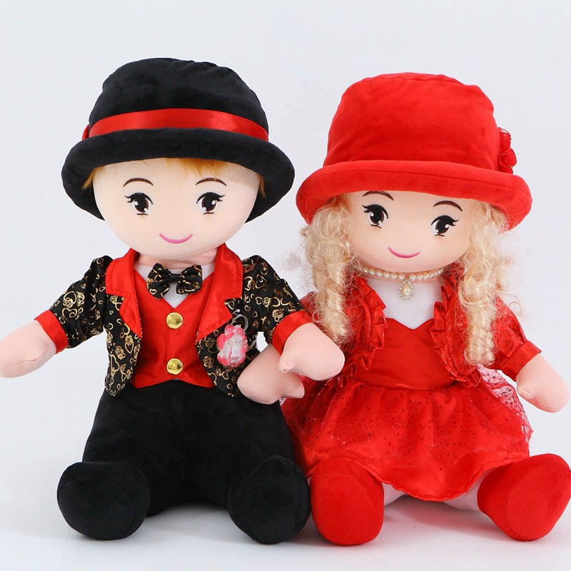 Plush Wedding Doll a Pair of Cloth Toys Couple Doll Pillow Creative Wedding Gift Wedding Room Baby