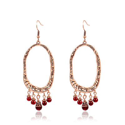 Vintage red garnet geometric earrings