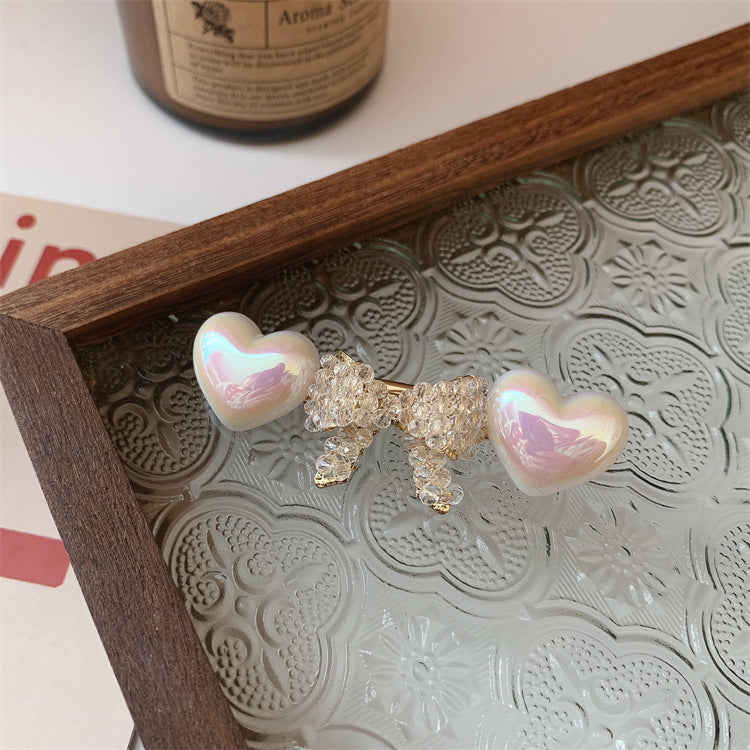 Illusion pearl bow Hair Clips