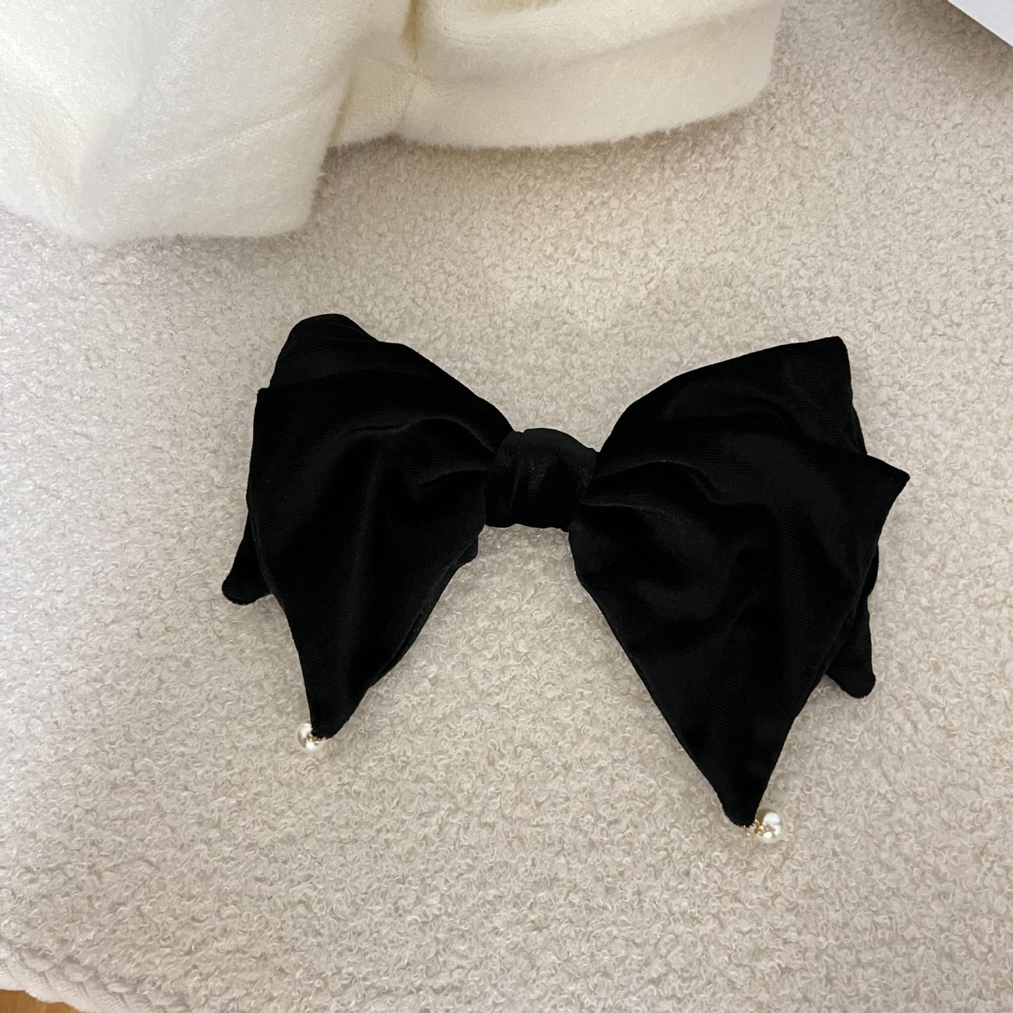 Large black velvet bow Hair Clips