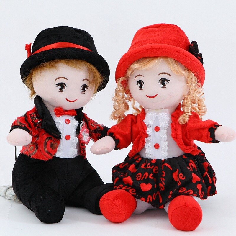 Plush Wedding Doll a Pair of Cloth Toys Couple Doll Pillow Creative Wedding Gift Wedding Room Baby