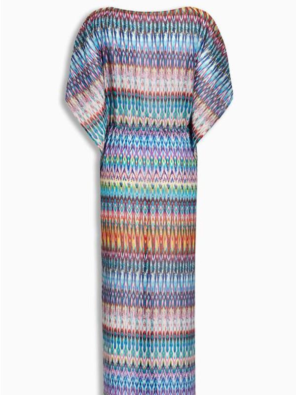 Pretty Colorful Half Sleeve Bohemia Maxi Beach Dress