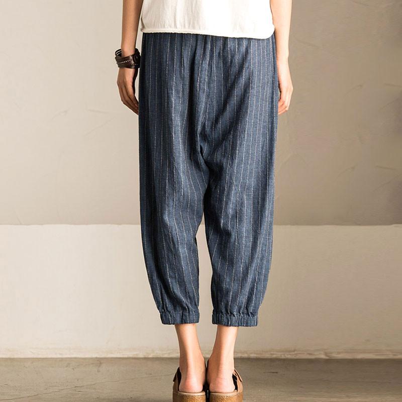 Summer Women Loose Stripe Lantern Pants