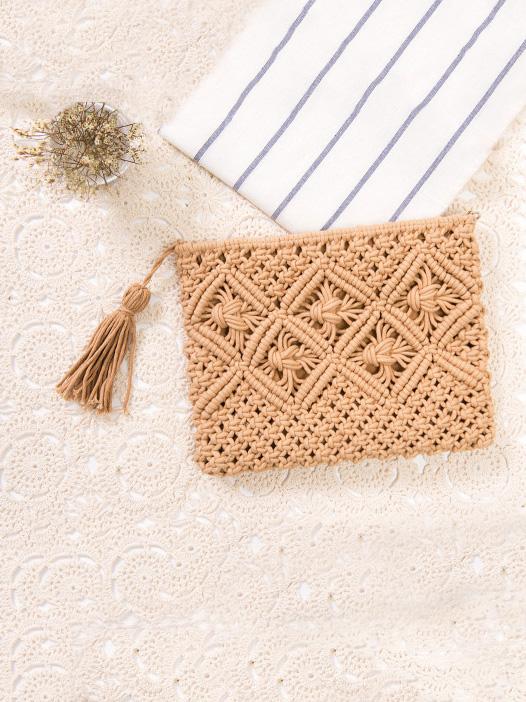 Knitted Bohemia Tasseled Handbag