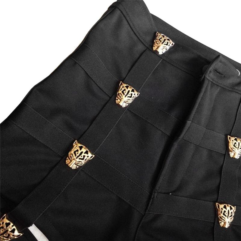 Punk Tiger Garter Black High Waist Shorts