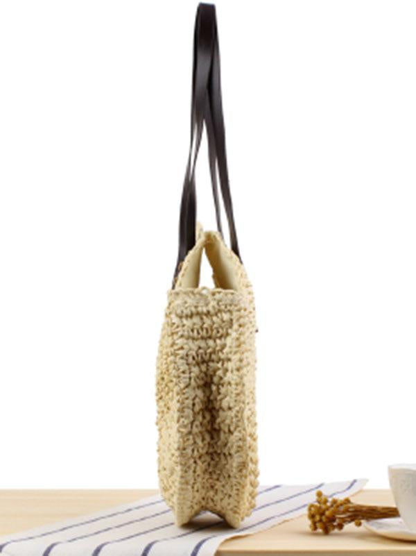 Simple Round Straw Plaited Article Bohemia Bag