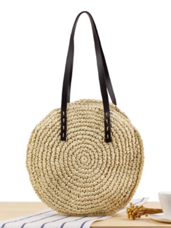 Simple Round Straw Plaited Article Bohemia Bag