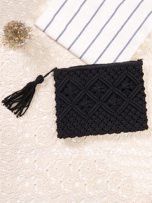 Knitted Bohemia Tasseled Handbag