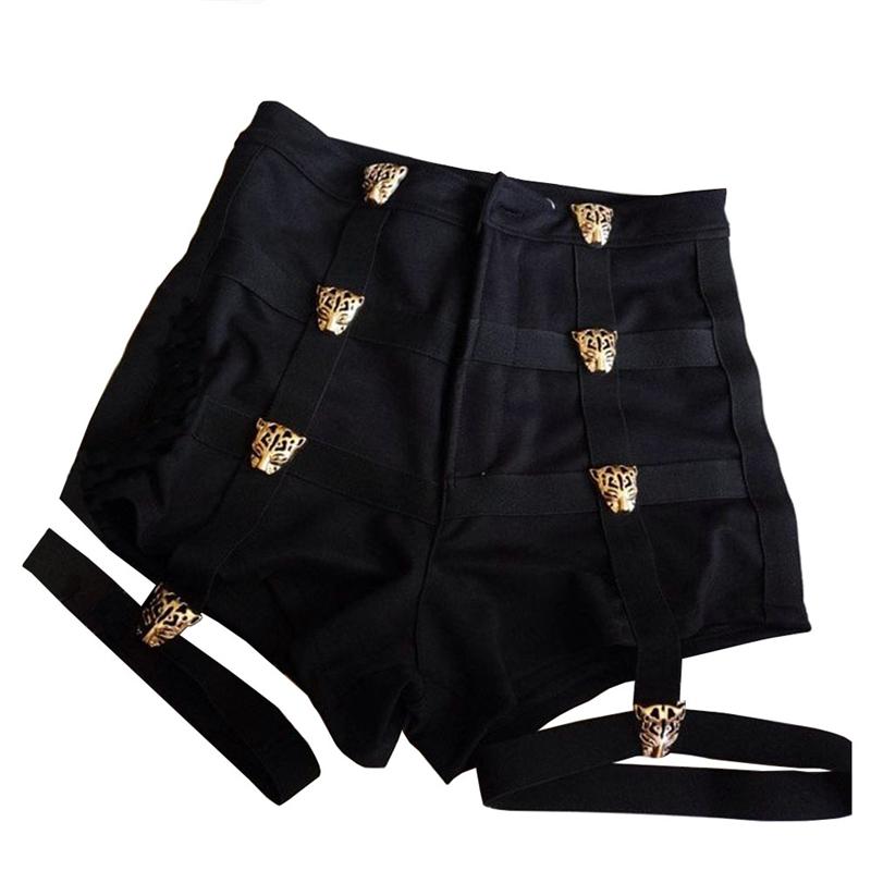 Punk Tiger Garter Black High Waist Shorts