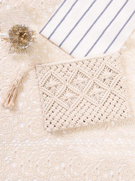 Knitted Bohemia Tasseled Handbag