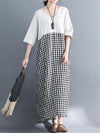 Comfortable Plaid Split Joint Long Dress