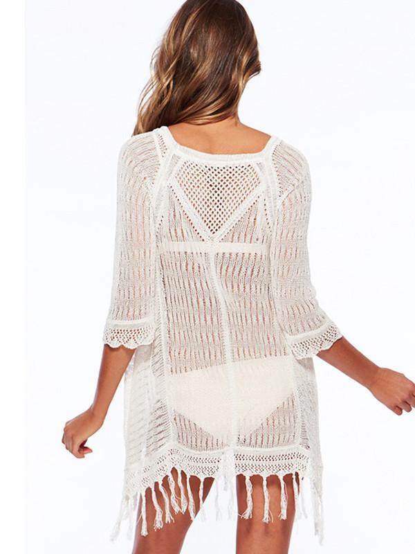 Sexy Hollow 3/4 Sleeve Beach Cover-up Tops