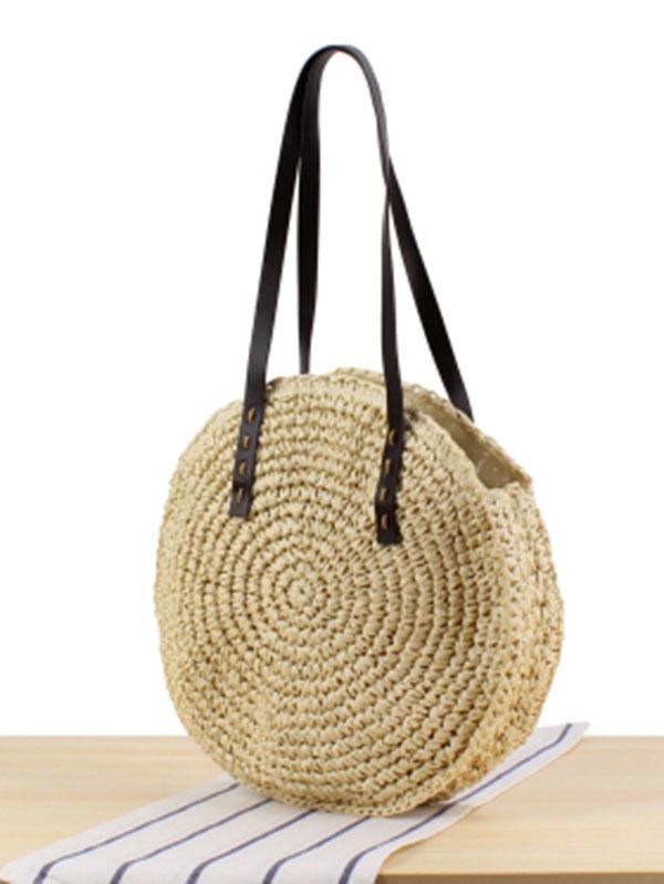 Simple Round Straw Plaited Article Bohemia Bag