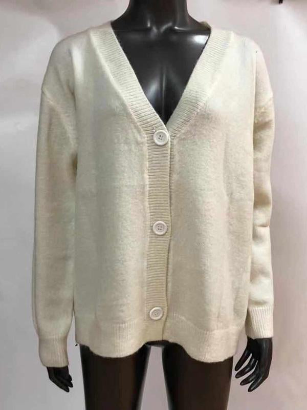 Loose Comfortable Button V-neck Sweater