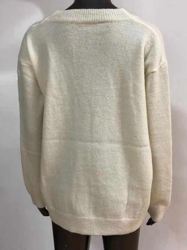 Loose Comfortable Button V-neck Sweater