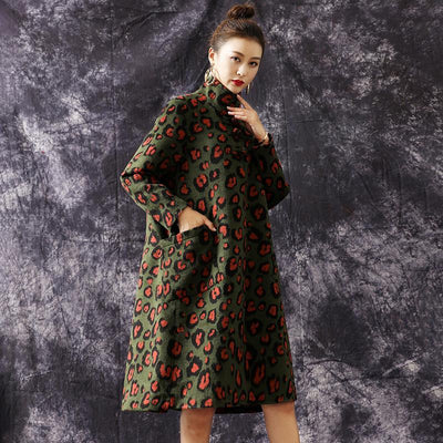 Winter Retro Leopard Loose Woolen Coat