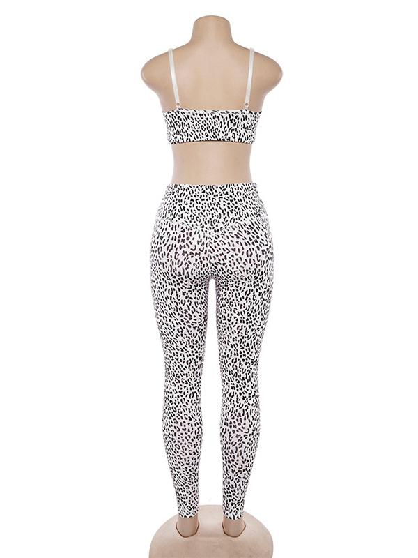 Leopard Printed Bra And Leggings Sport Suits