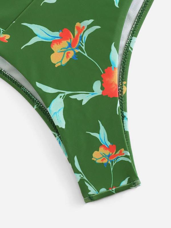 Knotted Printed Bikini Swimsuit