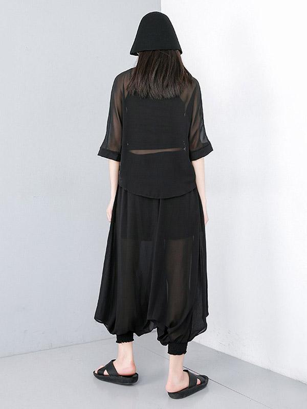 Light Chiffon Solid Batwing Sleeves Shirt