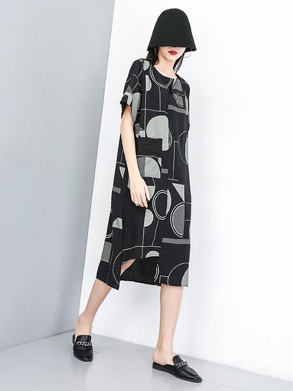 Irregular Printed Long Dress