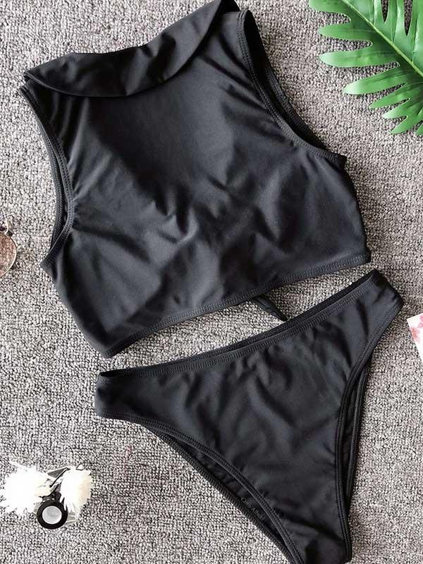 Plain Wire Free Bikinis Swimwear