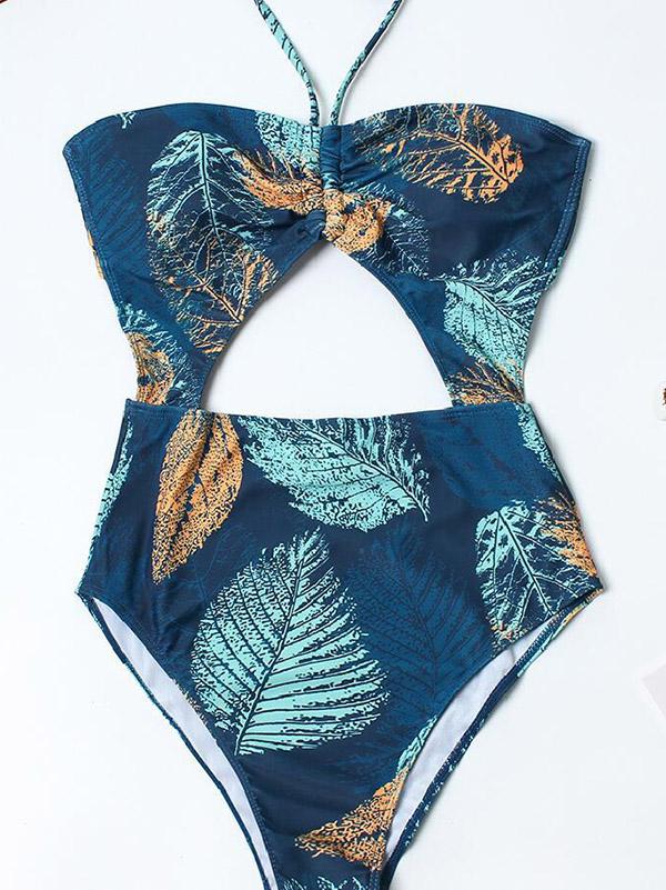 Sexy Strapless Backless Printing One-Piece Swimwear