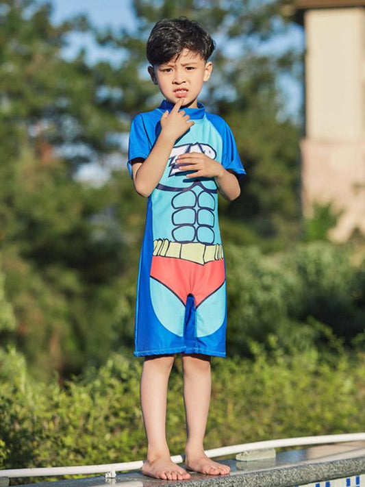 AONIHUA Blue Printed Boy Swimwear