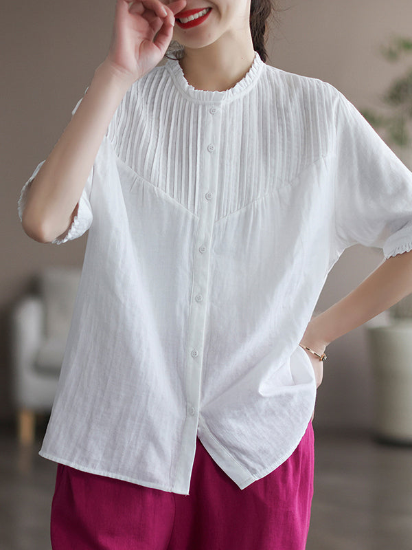 Original Artistic Retro Loose Pleated Blouse