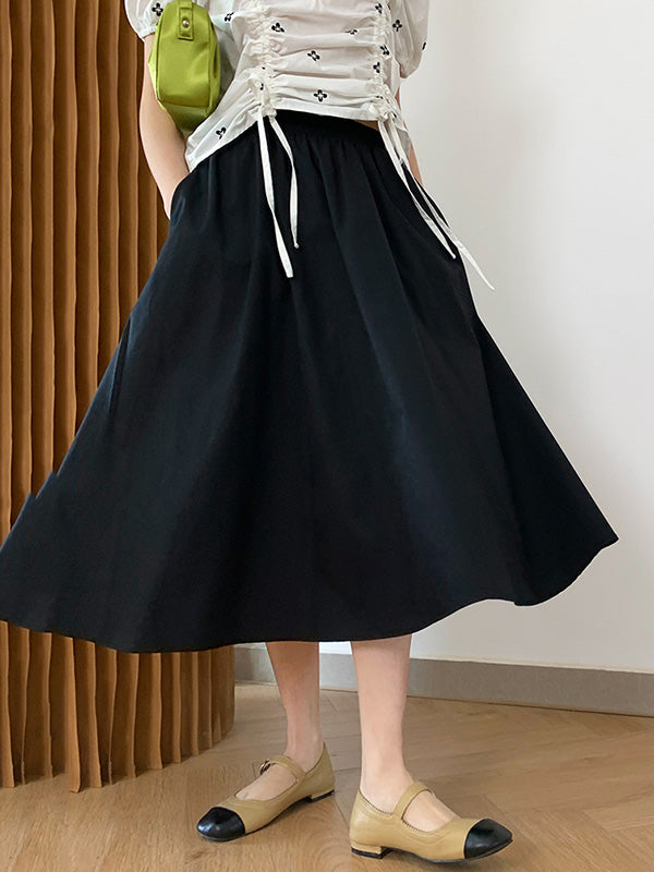 Urban Solid Color Pleated A-Line Skirts