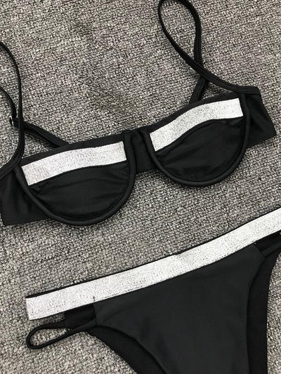 Sexy Strapless Split Joint Split Type Bikini Swimsuit