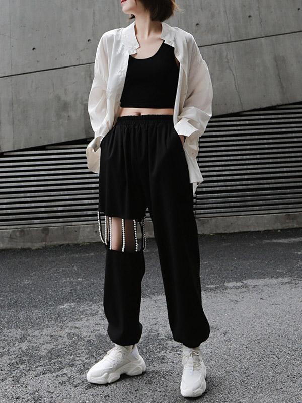 Original Hollow Pearls Casual Pants