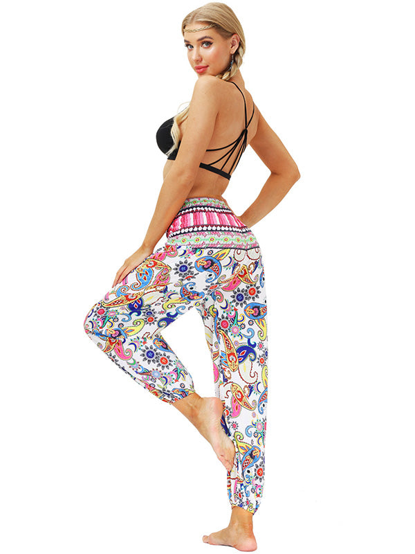 Bohemia Printed Elastic High Waisted Knickerbockers& Yoga Pants