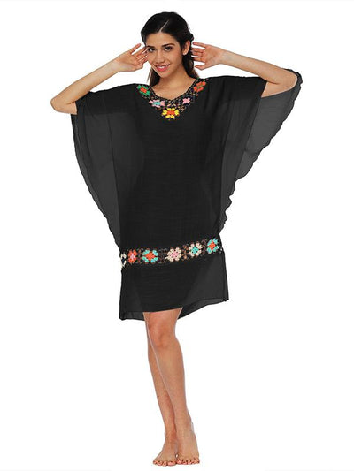 Falbala Batwing Sleeves Beach Cover-Up