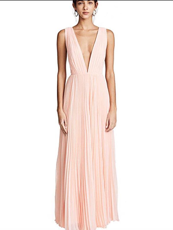 Deep V-neck Backless Evening Dress