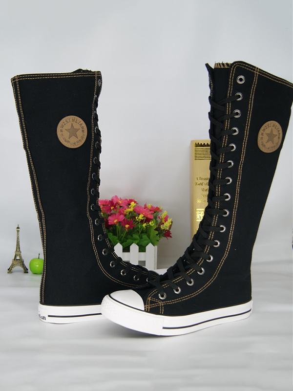 High-top Side Zipper Mid high Canvas Boots