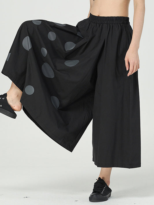 Stylish Asymmetric Polka-Dot Wide Leg Loose Pants