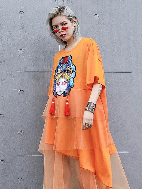 Summer Loose Peking Opera Midi Dress