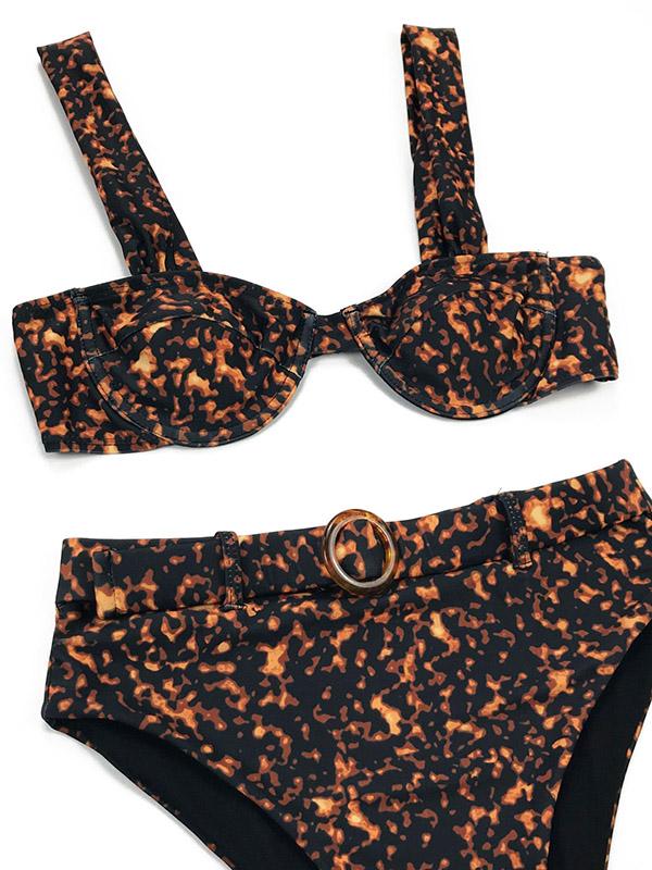 Leopard Print Underwired Split Bikini Swimsuit