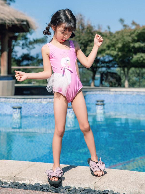 AONIHUA Swan Lovely Girl Swimwear