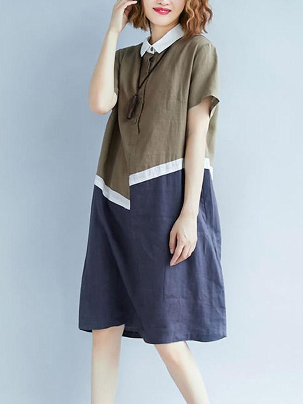 Loose Split-joint Shirt Dress