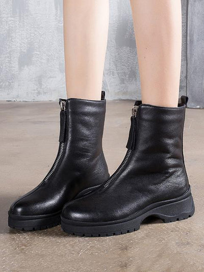 Warm Zipper Mid Calf Boots