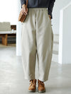 Vintage Loose Long Sleeves Elasticity Solid Color Casual Pants Bottoms