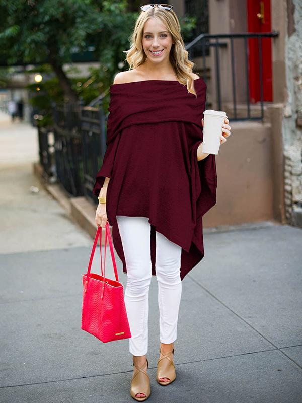 Off-the-shoulder Asymmetric Blouses&shirts Tops